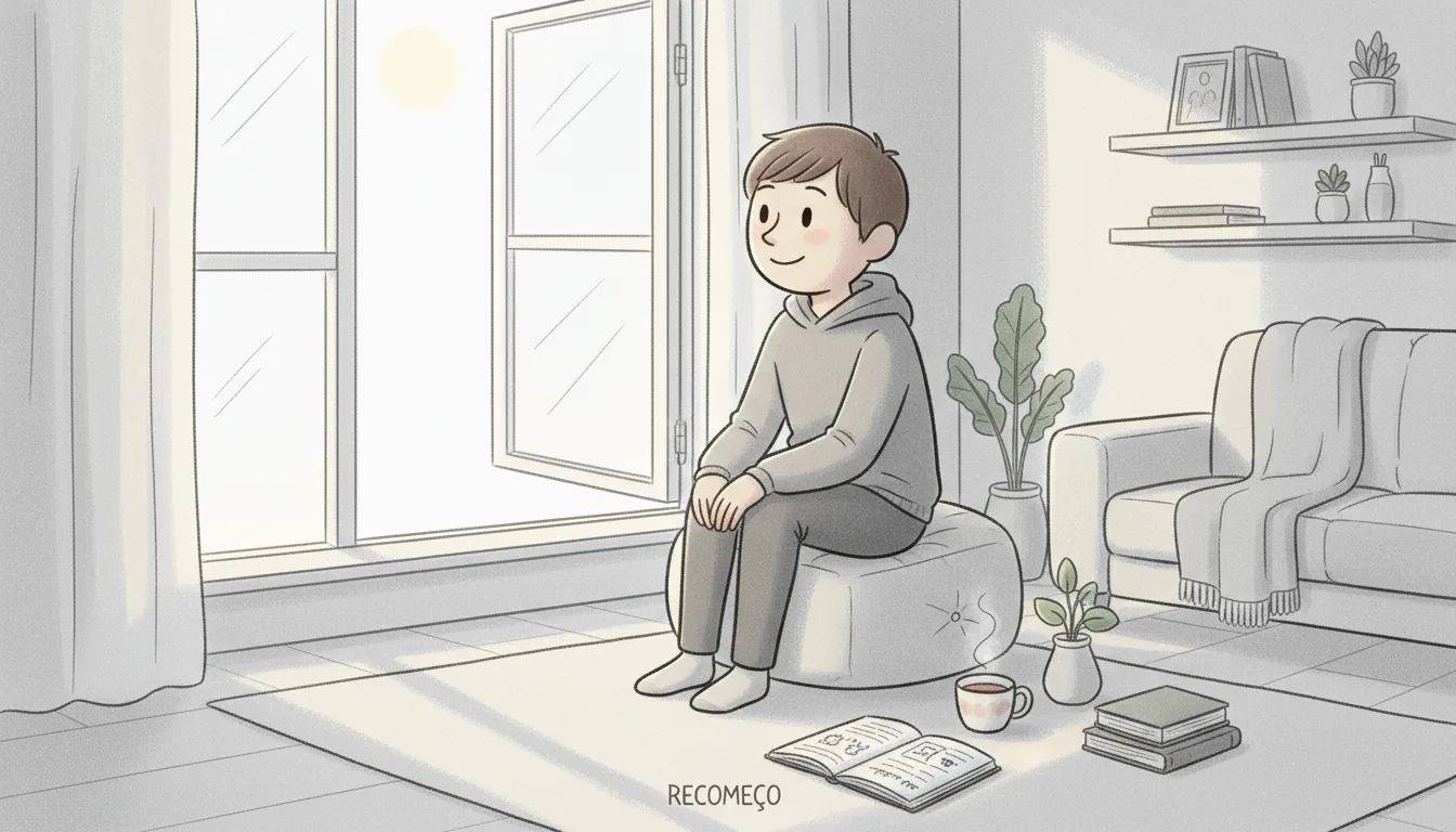 Pessoa triste refletindo sobre como superar um relacionamento.